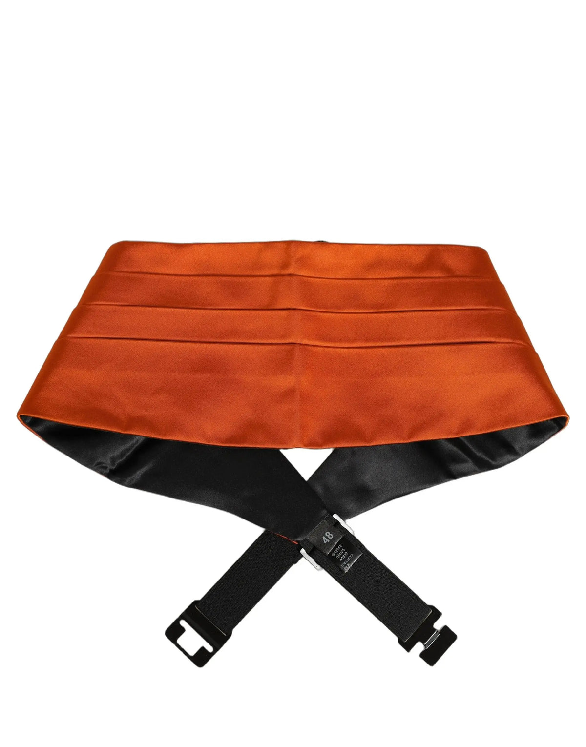 Cummerbund dolce & gabbana orange en satin 100% soie avec doublure intérieure noire et sangles ajustables