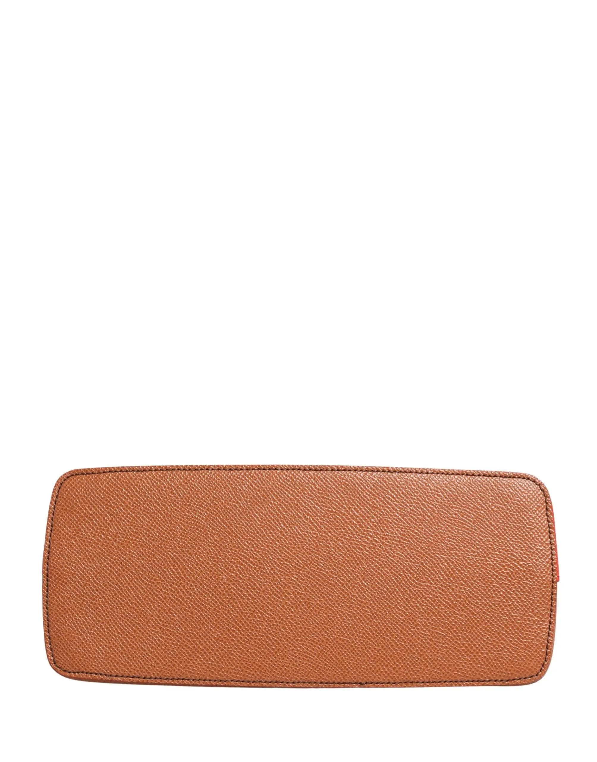 Pochette en cuir orange beige dolce & gabbana avec logo dg, surface texturée et bords arrondis