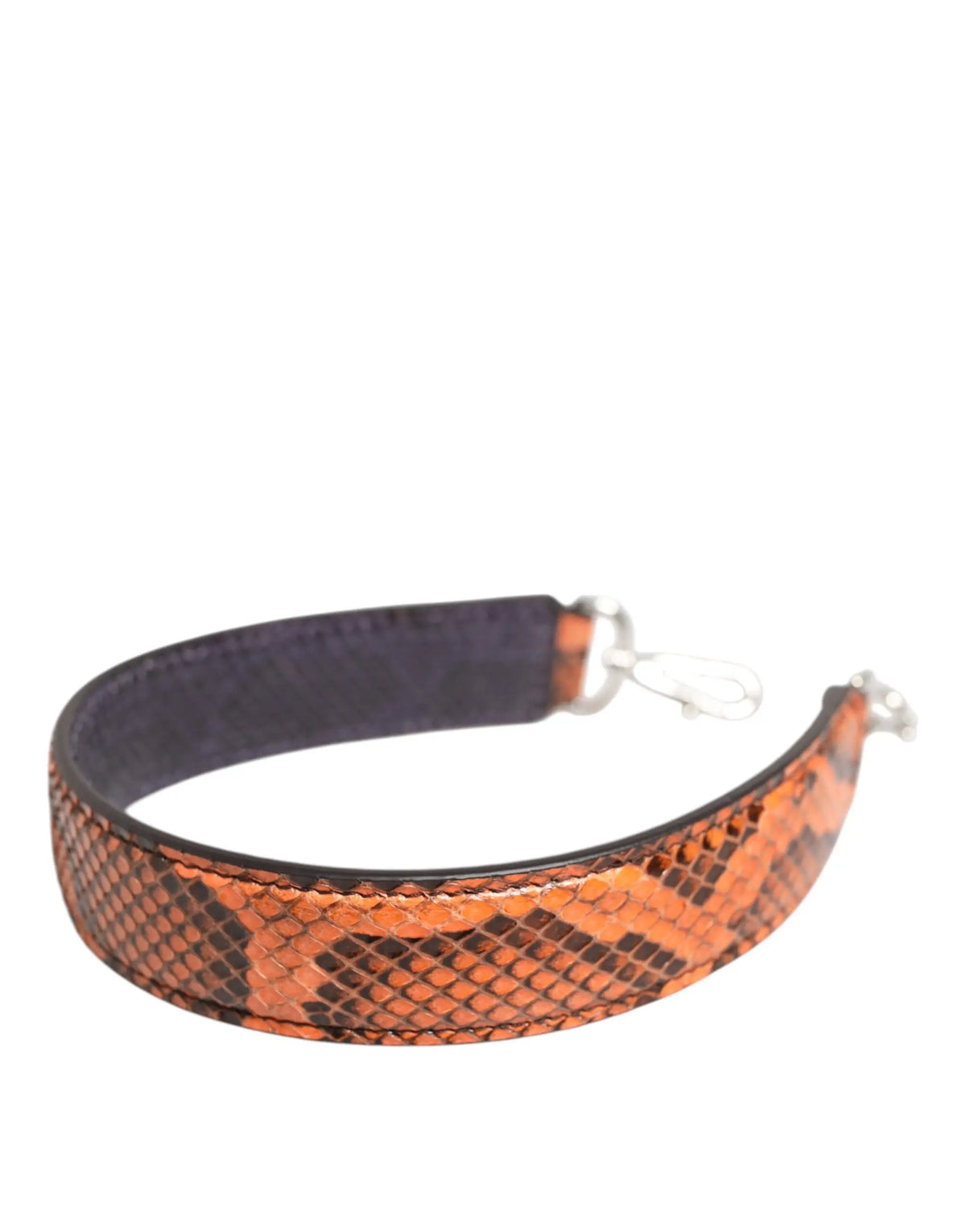 Bandoulière dolce & gabbana orange en cuir exotique effet serpent avec ferrures métalliques argentées