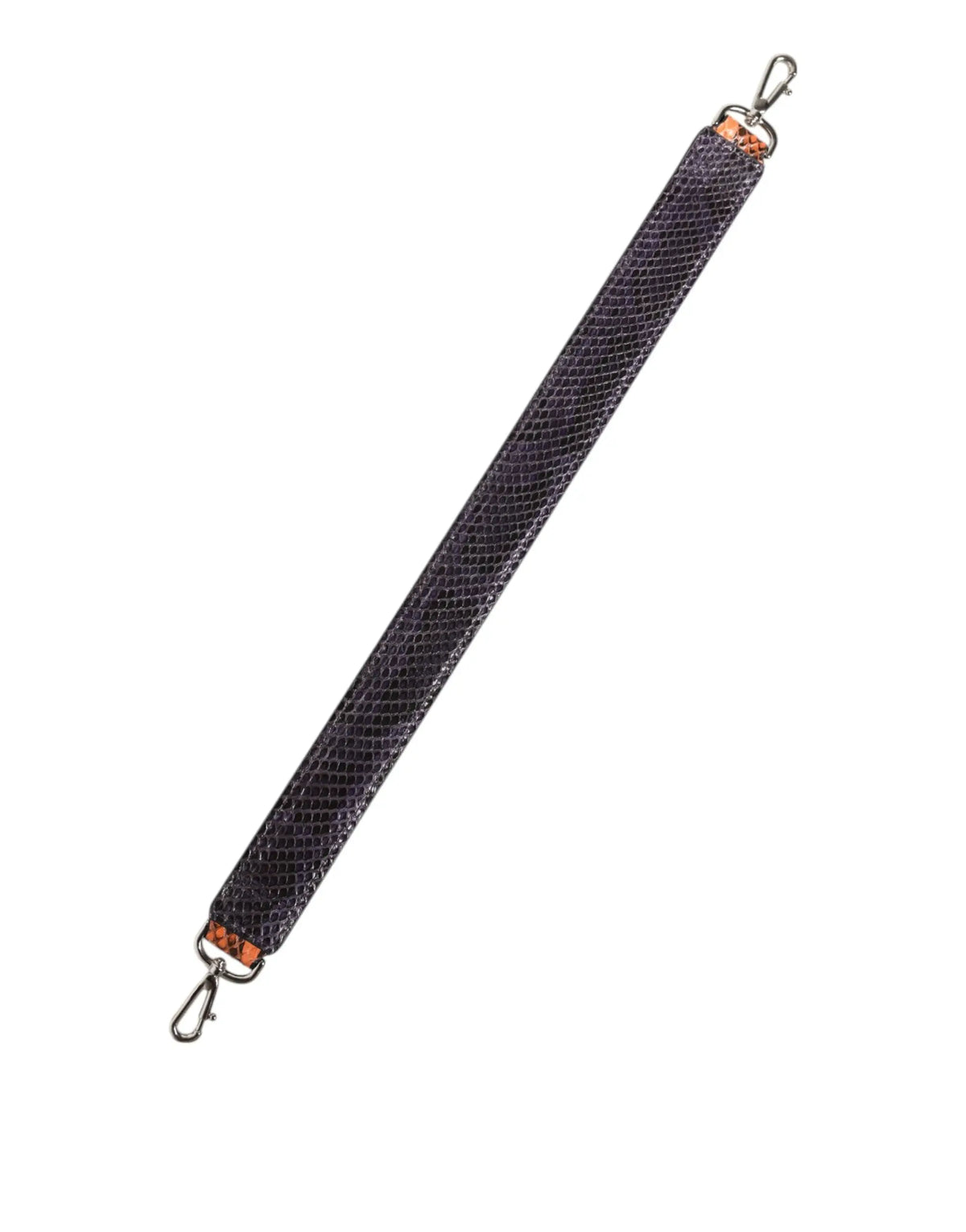 Dolce & gabbana orange exotic leather bag shoulder strap with black snake-print leather and silver-toned hardware