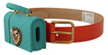 Mini sac boîte gucci turquoise orné de cœurs avec boucle ceinture en cuir rouge et détails dorés dolce & gabbana