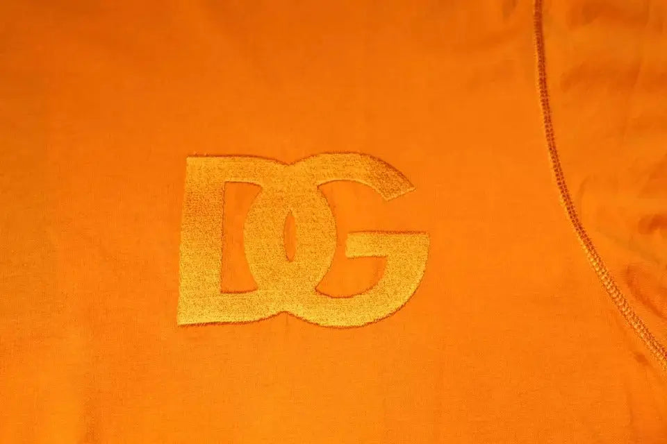 T-shirt dolce & gabbana orange en coton avec logo dc doré métallique brodé en lettres stylisées