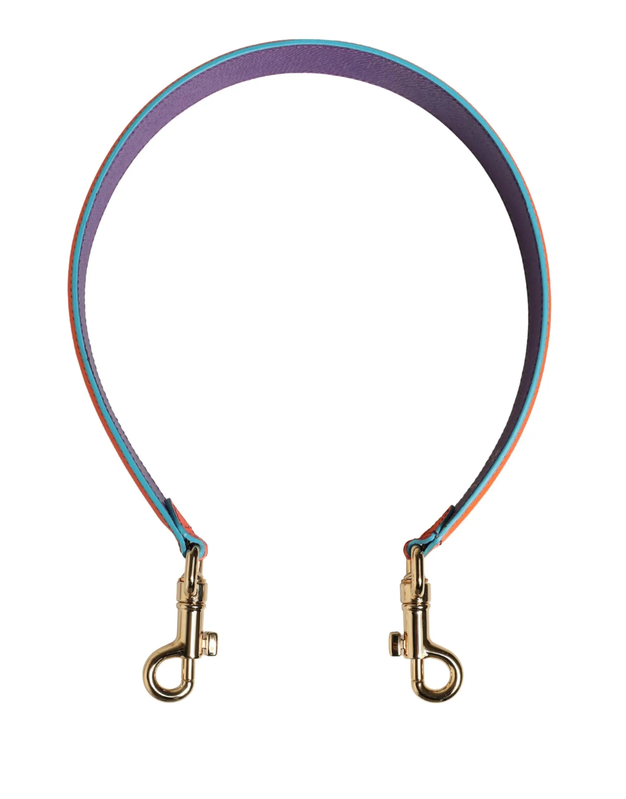 Une sangle d’épaule en cuir de veau dolce gabbana orange violet avec un dégradé violet et bleu teal et fermoirs dorés