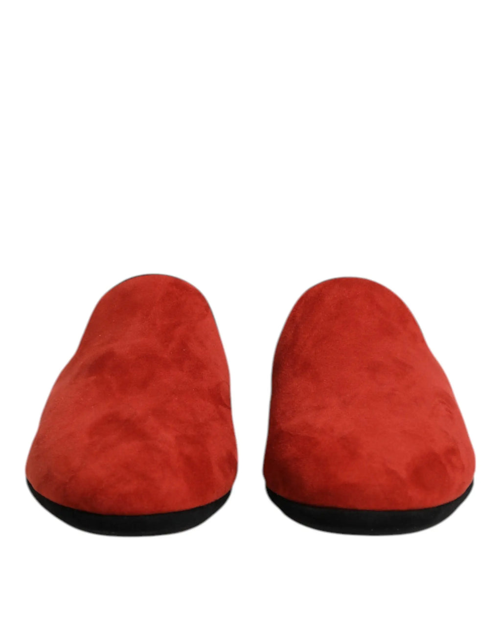 Dolce & gabbana orange suede slides flat slipper shoes en daim orange avec semelles en caoutchouc noir