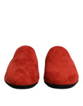 Dolce & gabbana orange suede slides flat slipper shoes en daim orange avec semelles en caoutchouc noir