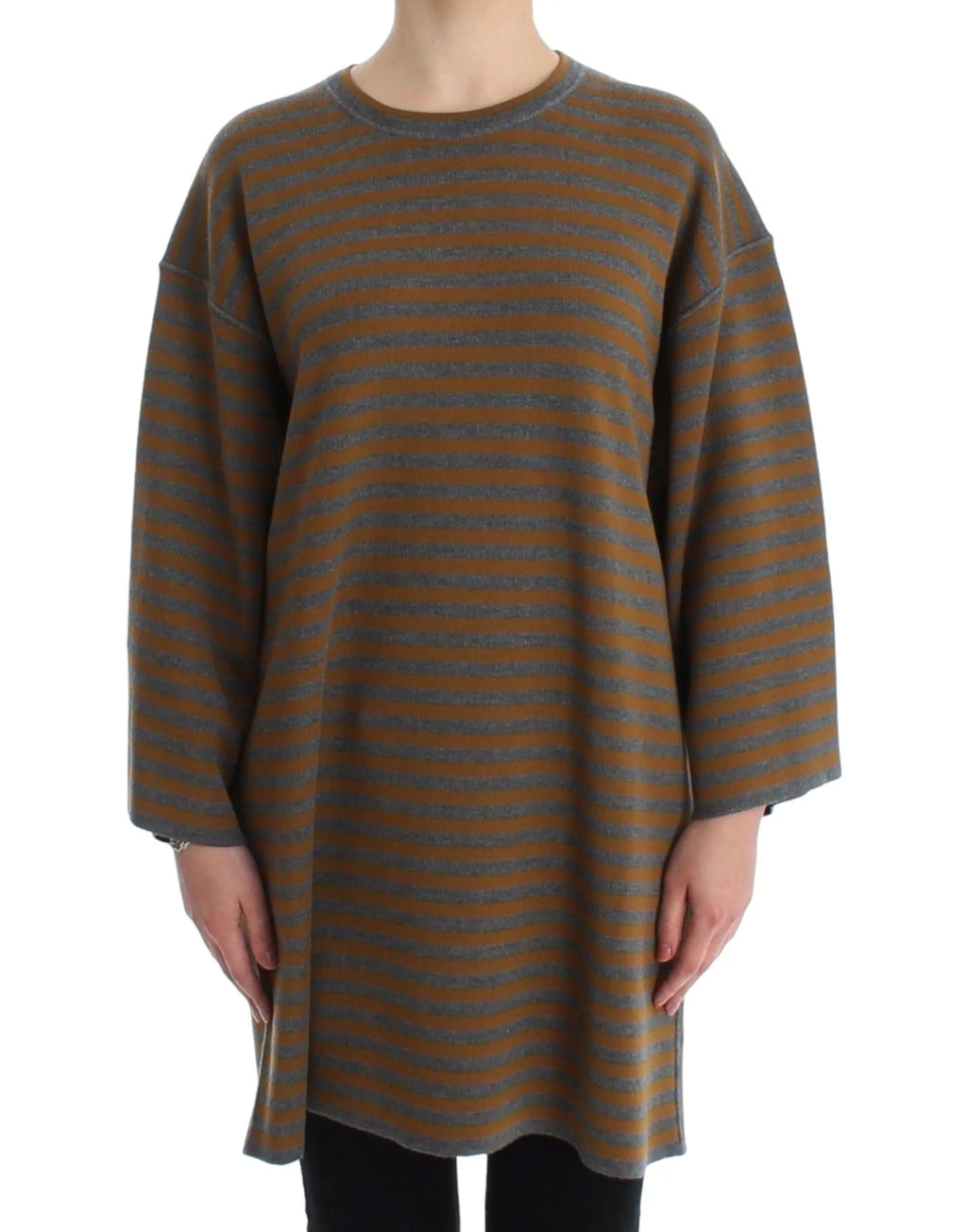 Robe t-shirt oversize en coton rayée olive et gris avec coupe décontractée dolce gabbana gris jaune
