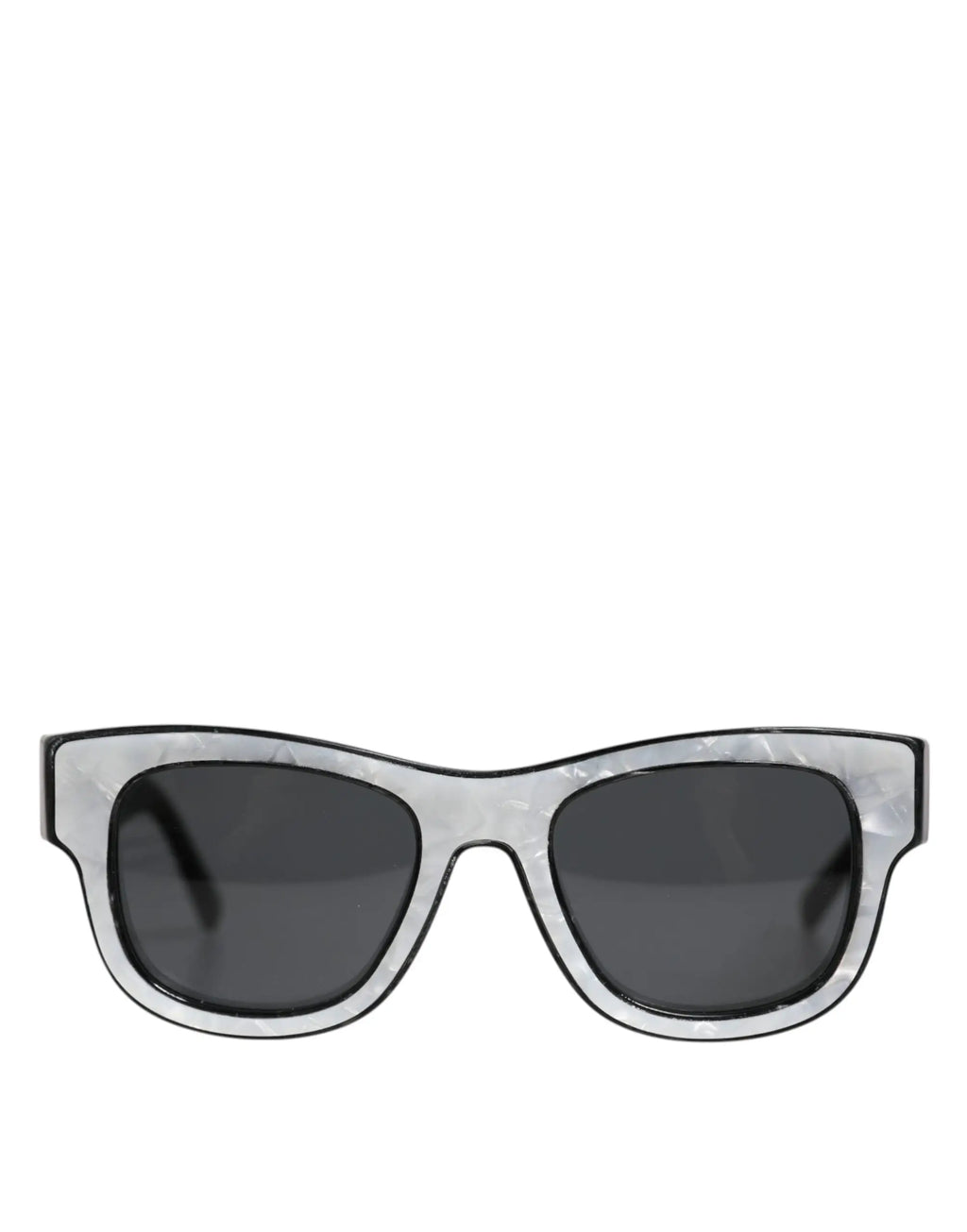 Lunettes de soleil dolce & gabbana domenico en acétate blanc perle avec monture grise translucide marbrée et verres gris foncé