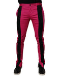 Dolce & gabbana pantalon slim homme rose fuchsia et noir avec rayures verticales audacieuses sur les côtés