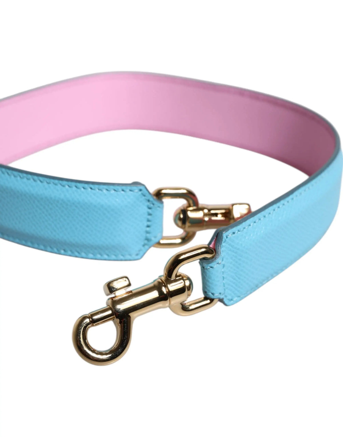 Sangle de sac à bandoulière dolce & gabbana en cuir bleu clair et rose avec ferrures dorées