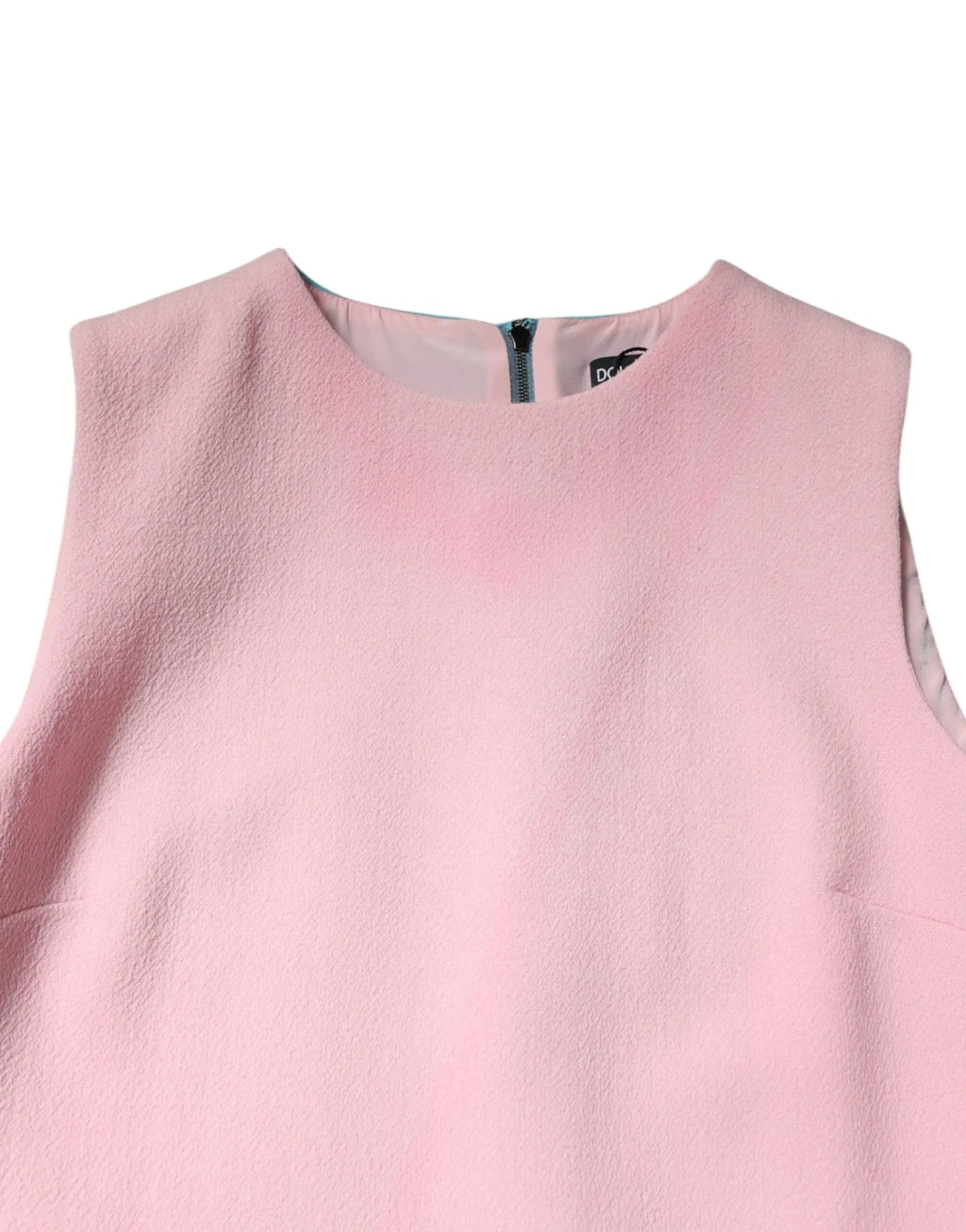 Robe mini droite dolce & gabbana en laine rose et bleue sans manches avec encolure ronde simple et texture subtile