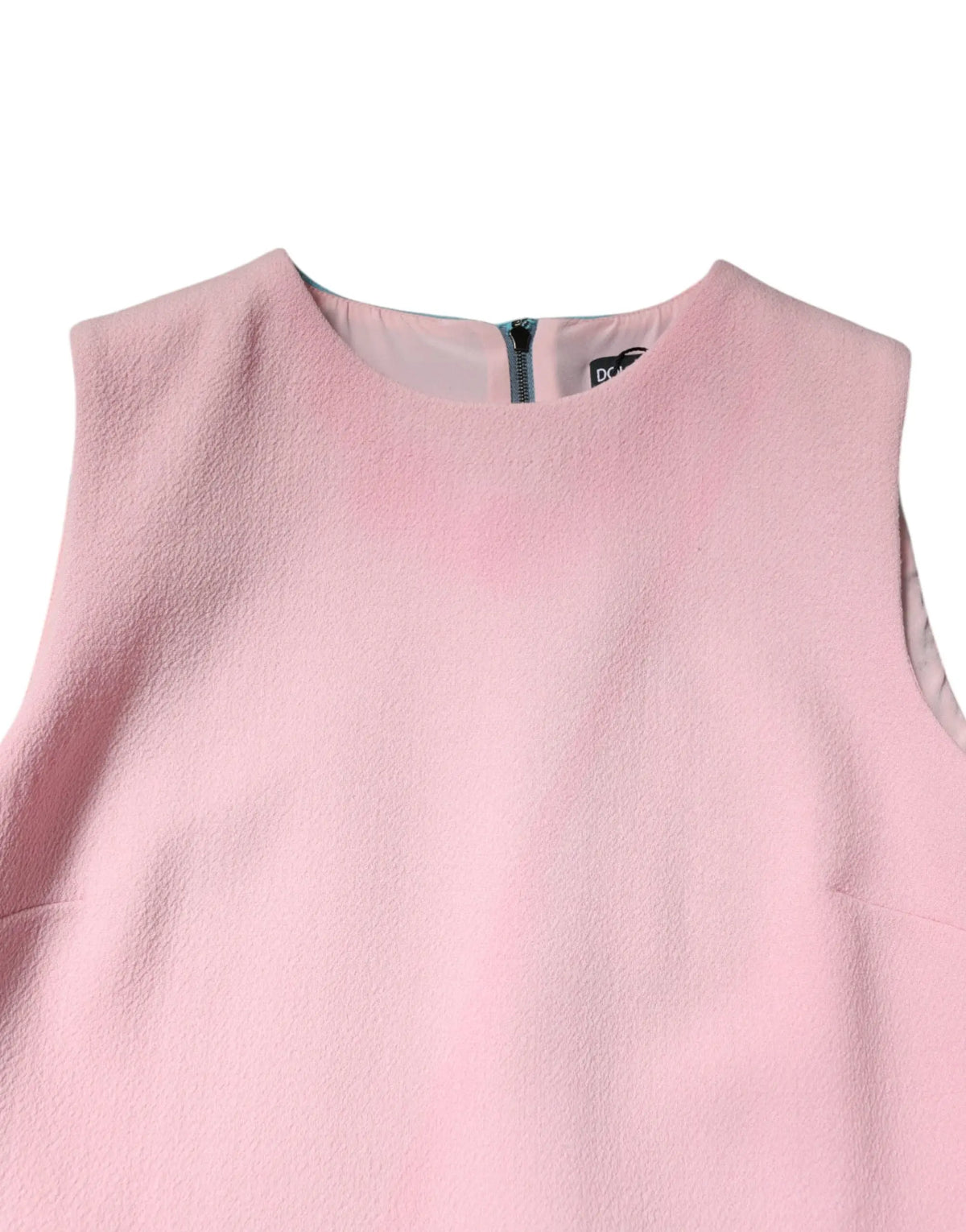 Robe mini droite dolce & gabbana en laine rose et bleue sans manches avec encolure ronde simple et texture subtile
