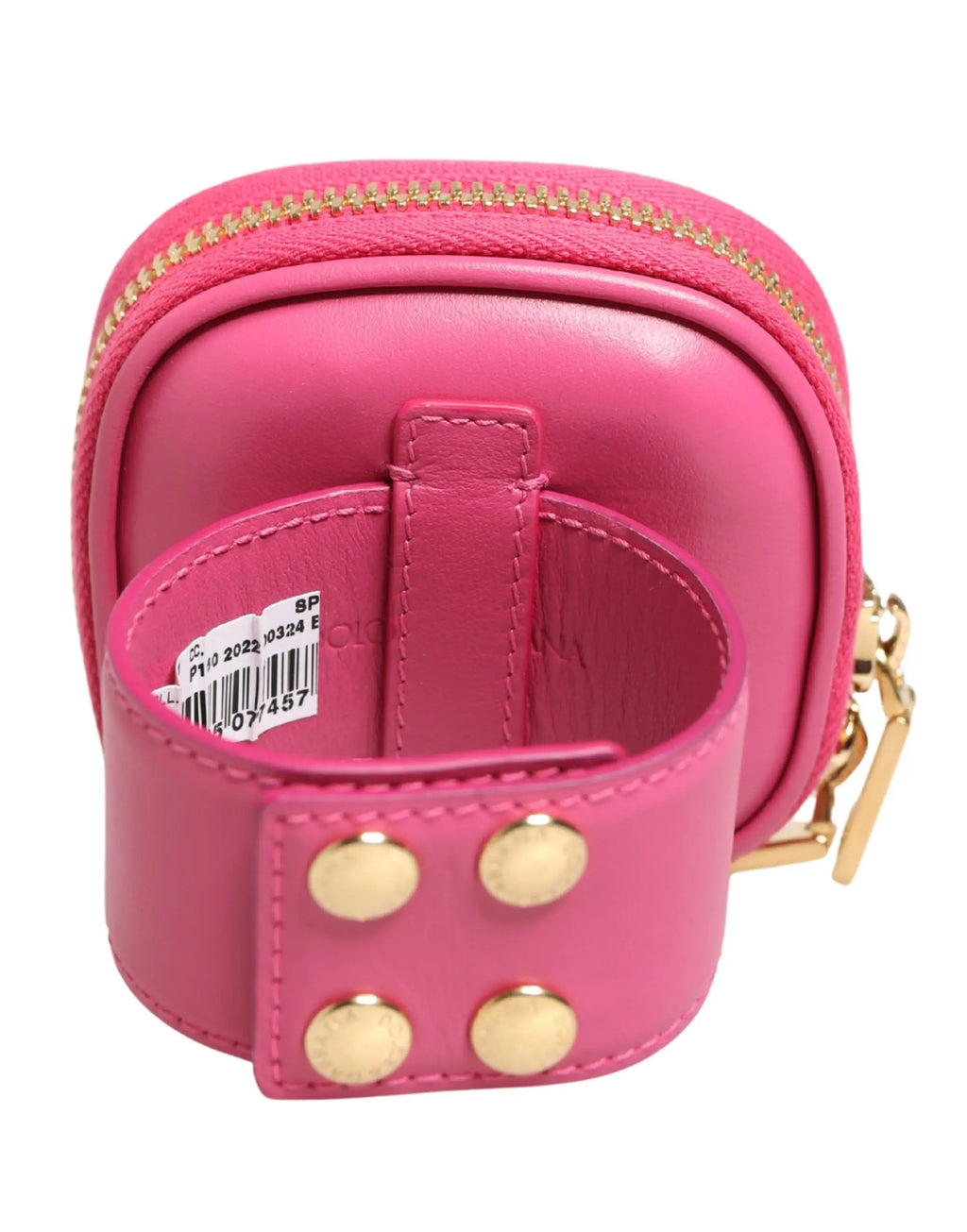 Petit sac multifonctionnel dolce & gabbana en cuir de veau rose avec clous dorés et fermeture éclair