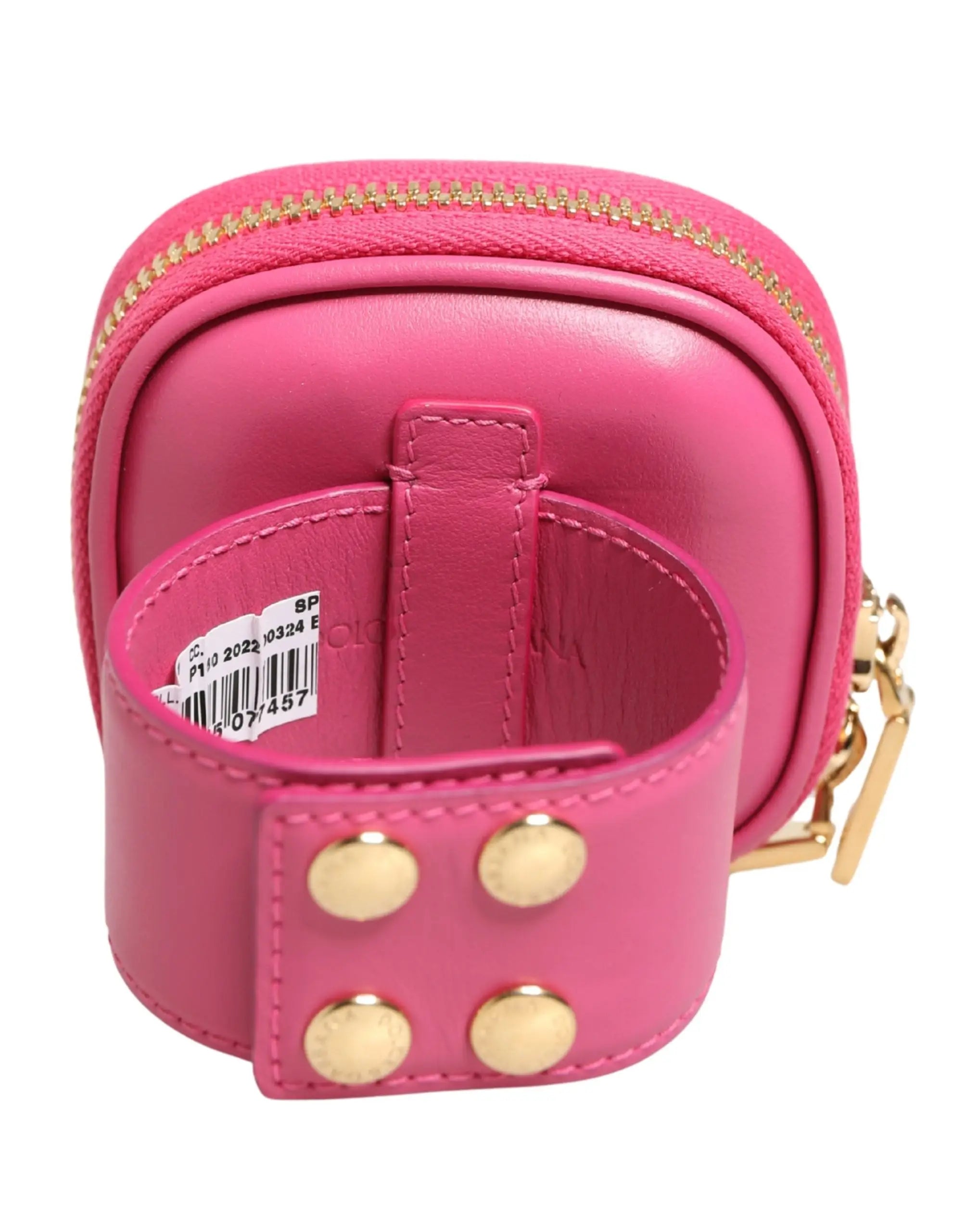 Petit sac multifonctionnel dolce & gabbana en cuir de veau rose avec clous dorés et fermeture éclair