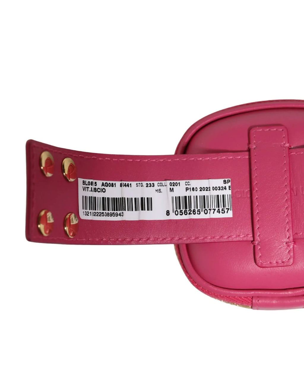 Ceinture en cuir fuchsia dolce & gabbana avec boucle dorée et étiquette blanche du kit multifonction dg logo