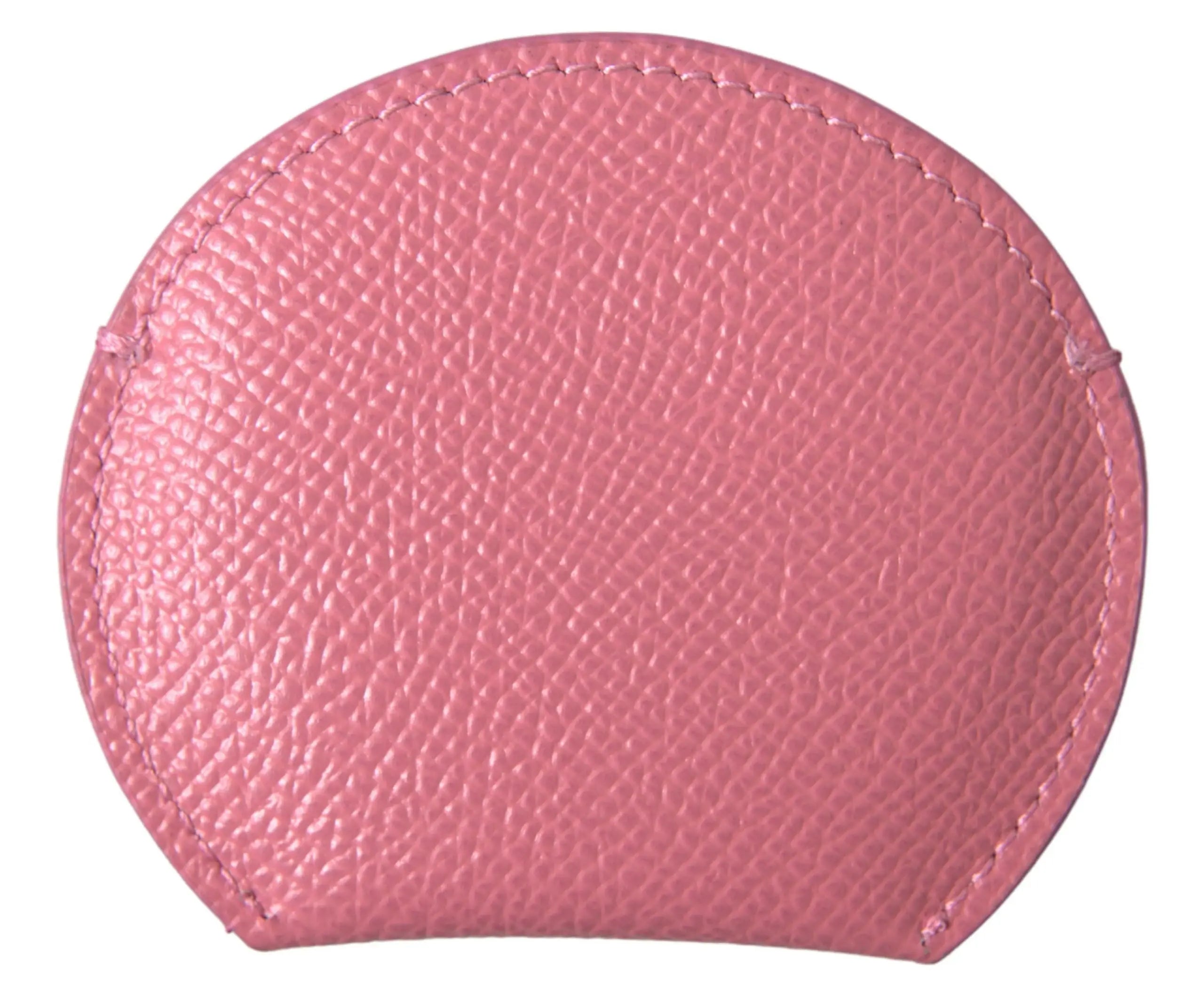 Pochette à pièces ronde dolce & gabbana en cuir de veau rose avec finition grainée et coutures nettes