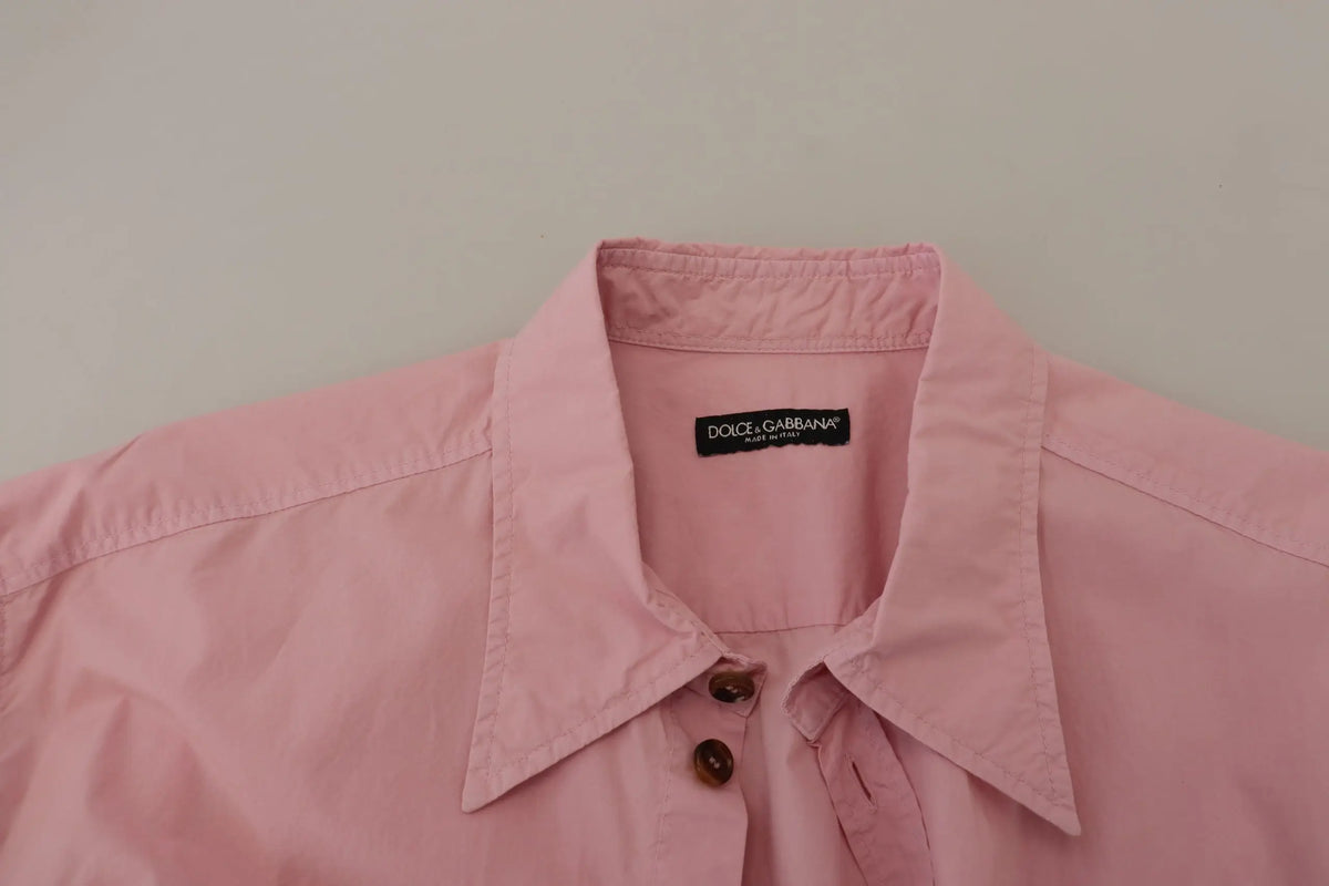 Chemise rose dolce & gabbana à manches longues avec col classique et boutons marron pour un style décontracté