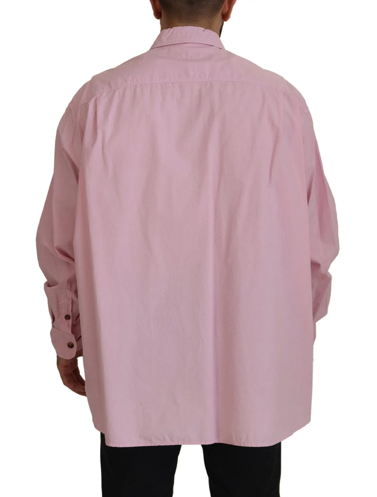 Dolce & gabbana chemise décontractée rose à manches longues en tissu doux avec col classique et boutons