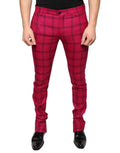 Pantalon skinny en laine dolce gabbana rouge à carreaux avec motif quadrillé noir pour homme