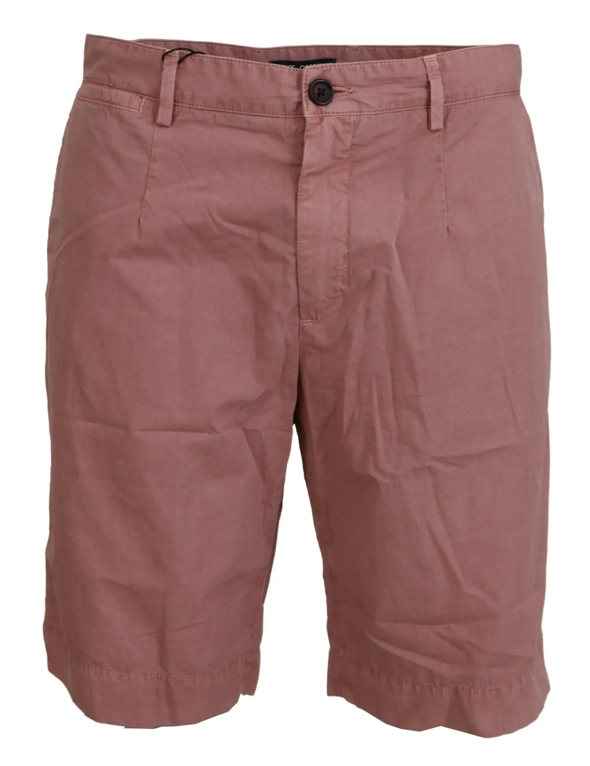 Pair of mauve cotton chino shorts with button closure and belt loops from Dolce & Gabbana for casual menswear