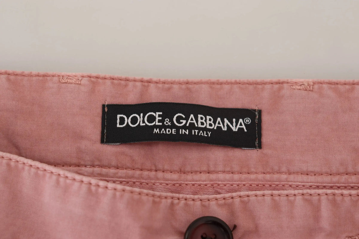 Pantalon chino rose dolce gabbana en coton pour homme avec étiquette noire dolce gabbana made in italy