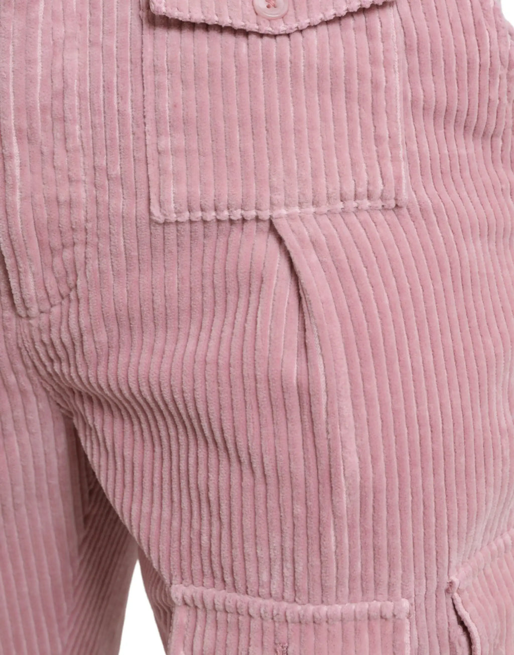 Pantalon cargo skinny dolce & gabbana en velours côtelé rose en coton stretch avec poches à rabat boutonnées