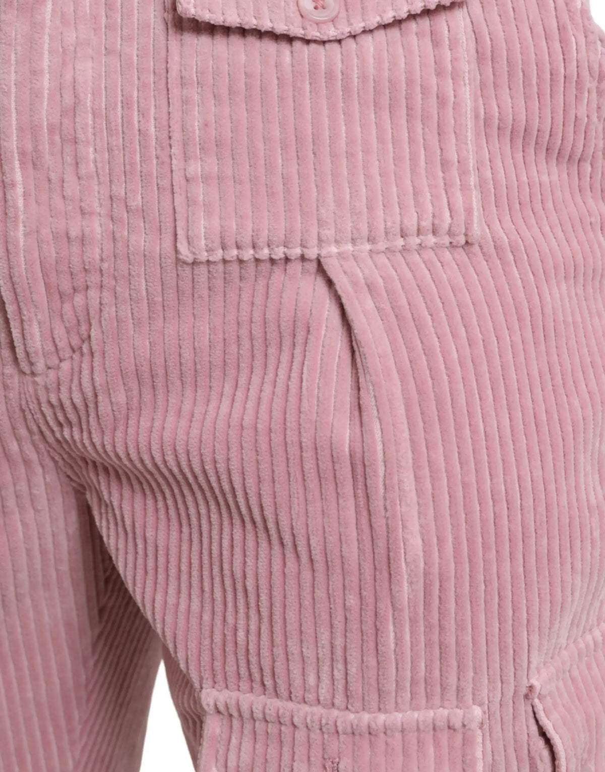 Pantalon cargo skinny dolce & gabbana en velours côtelé rose en coton stretch avec poches à rabat boutonnées