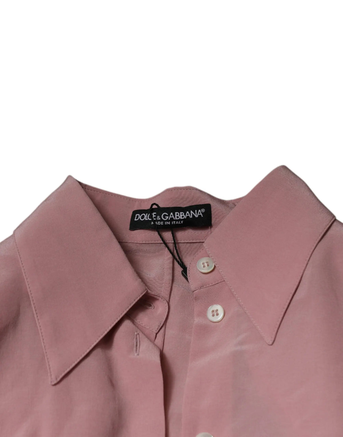 Chemise dolce gabbana rose en coton avec col classique et boutons blancs manches longues