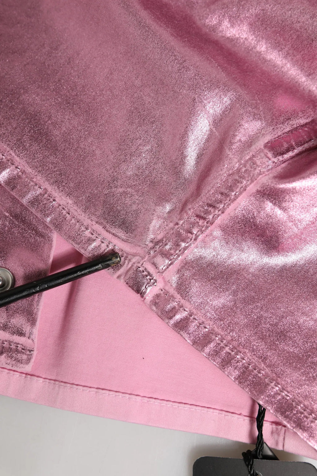 Veste courte dolce & gabbana rose en coton stretch avec tissu métallique brillant et coutures visibles