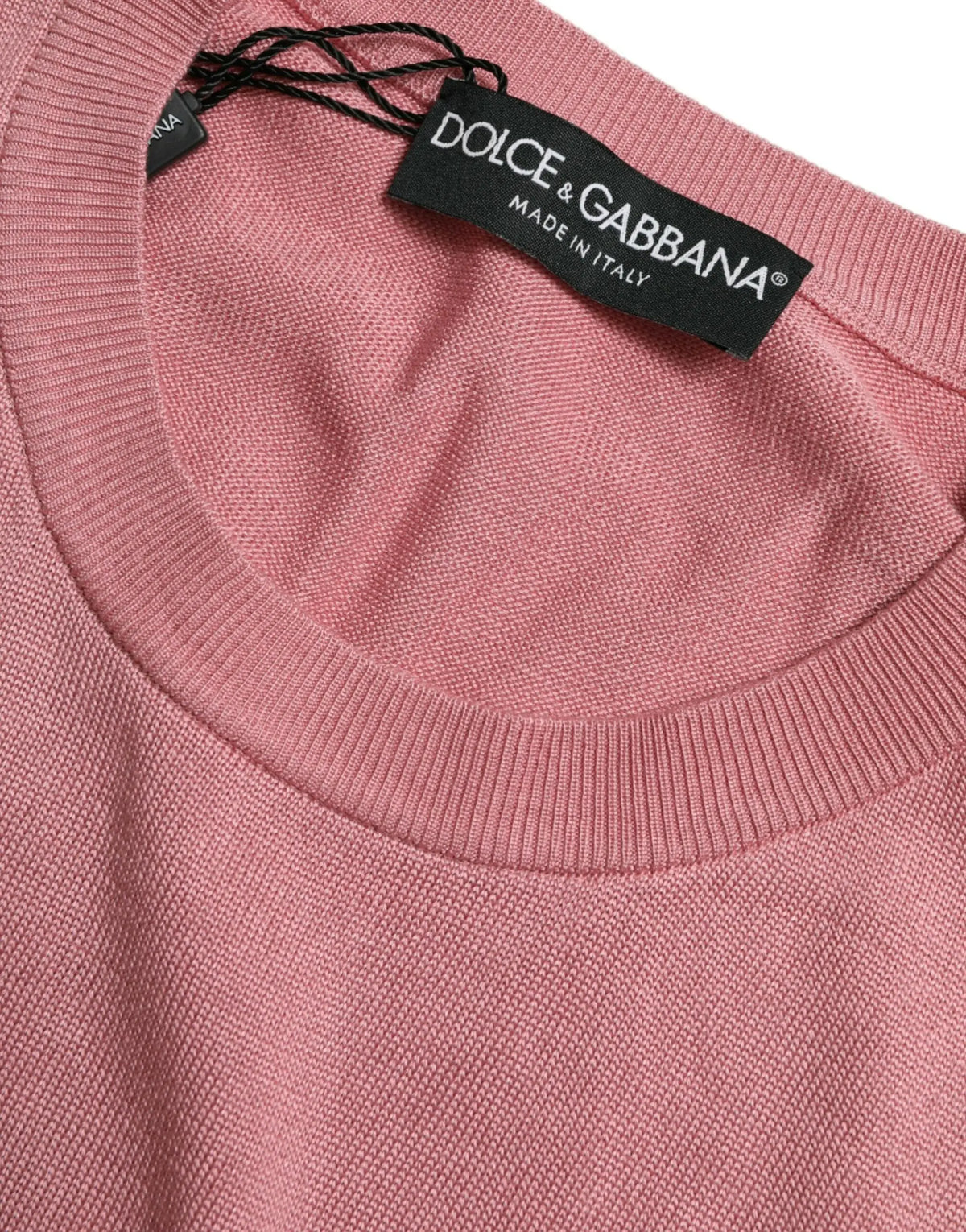 Dolce & gabbana débardeur court sans manches rose avec encolure côtelée et texture en maille