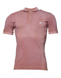 Polo dolce & gabbana rose doux en maille texturée avec petit logo couronne brodé blanc sur la poitrine