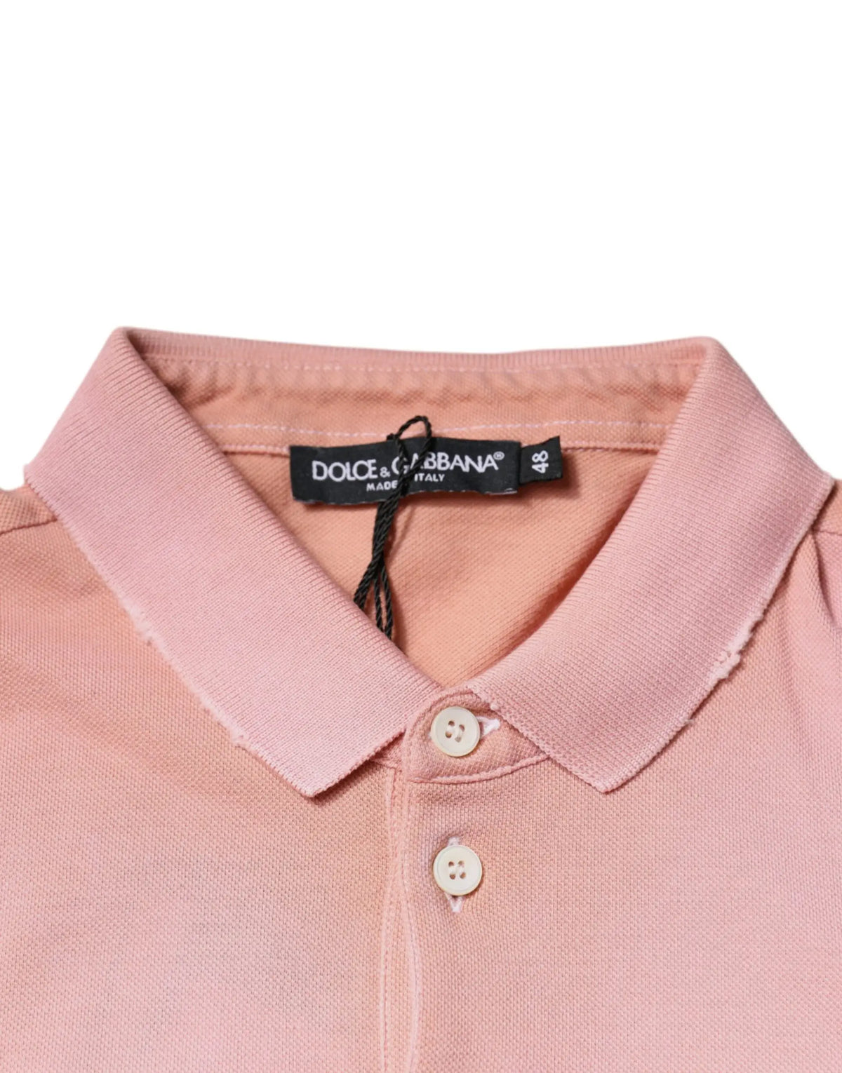 Polo dolce & gabbana rose doux à col classique et boutons blancs manches courtes