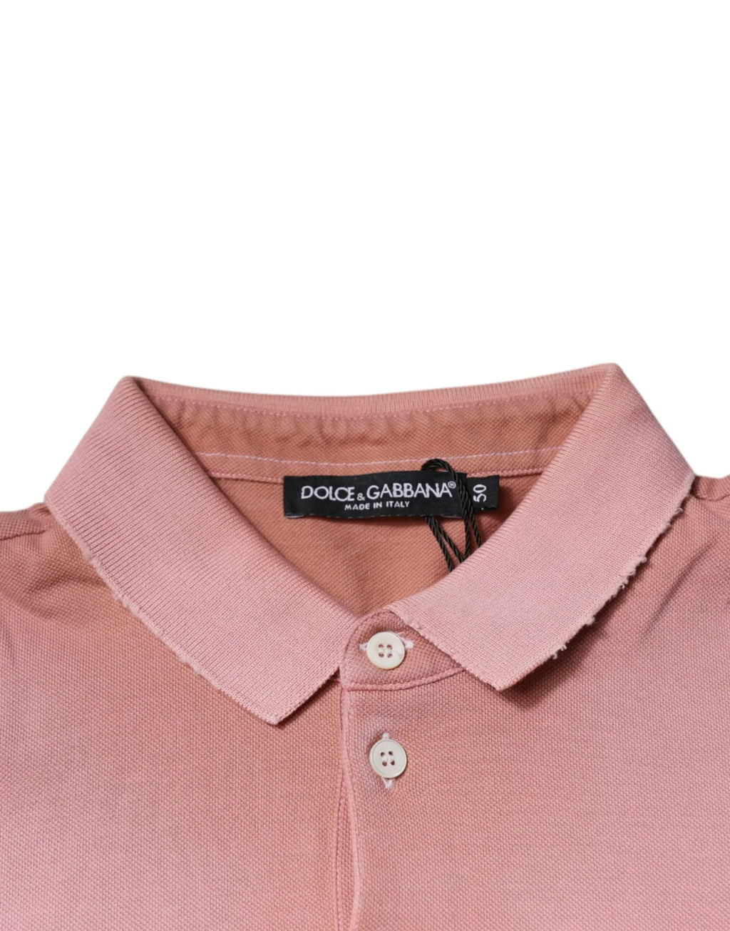 Polo dolce gabbana rose doux avec col côtelé et boutons assortis manches courtes couronne