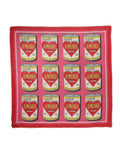 Écharpe carré dolce & gabbana rose 140cm x 135cm avec motif vintage delice & caffè amore et coeurs rouges