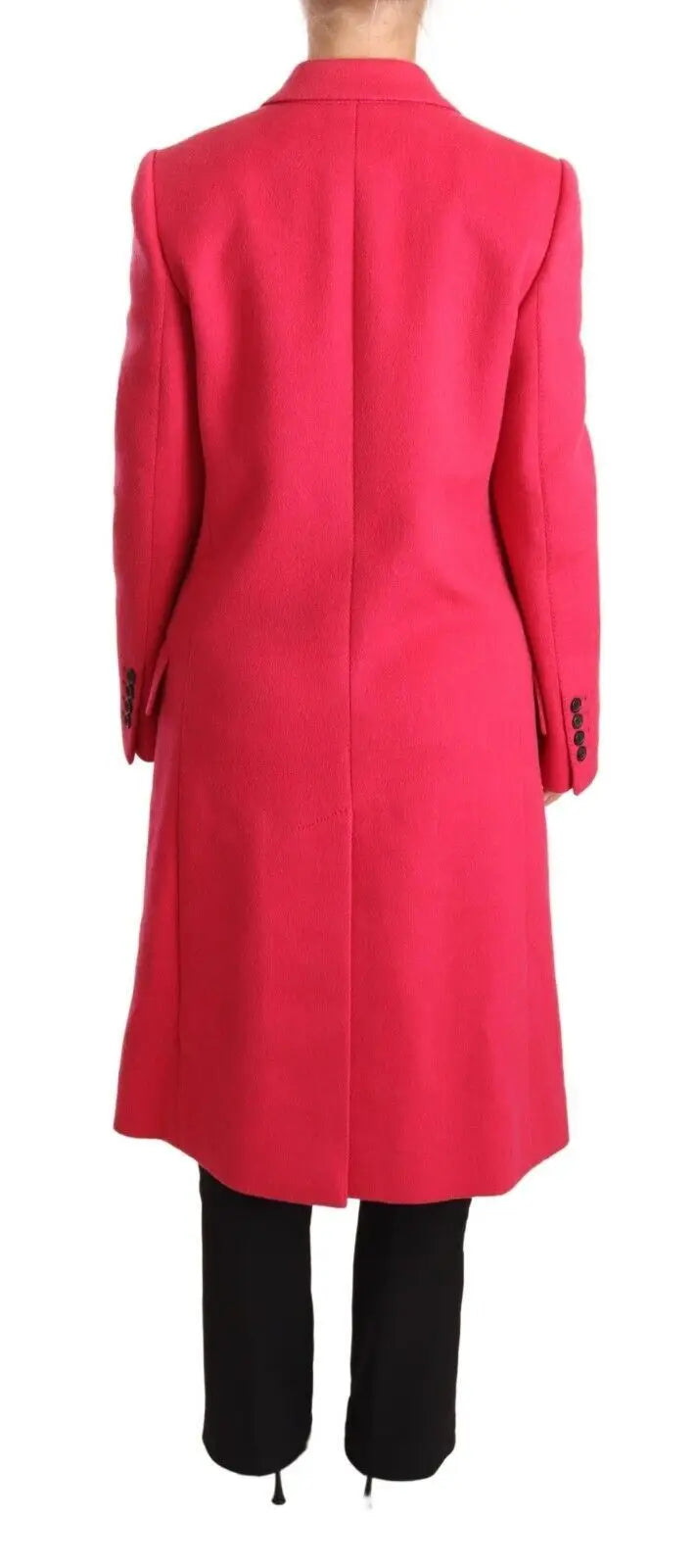 Dolce & Gabbana manteau trench rose fuchsia ajusté à double boutonnage avec silhouette structurée et boutons noirs aux poignets