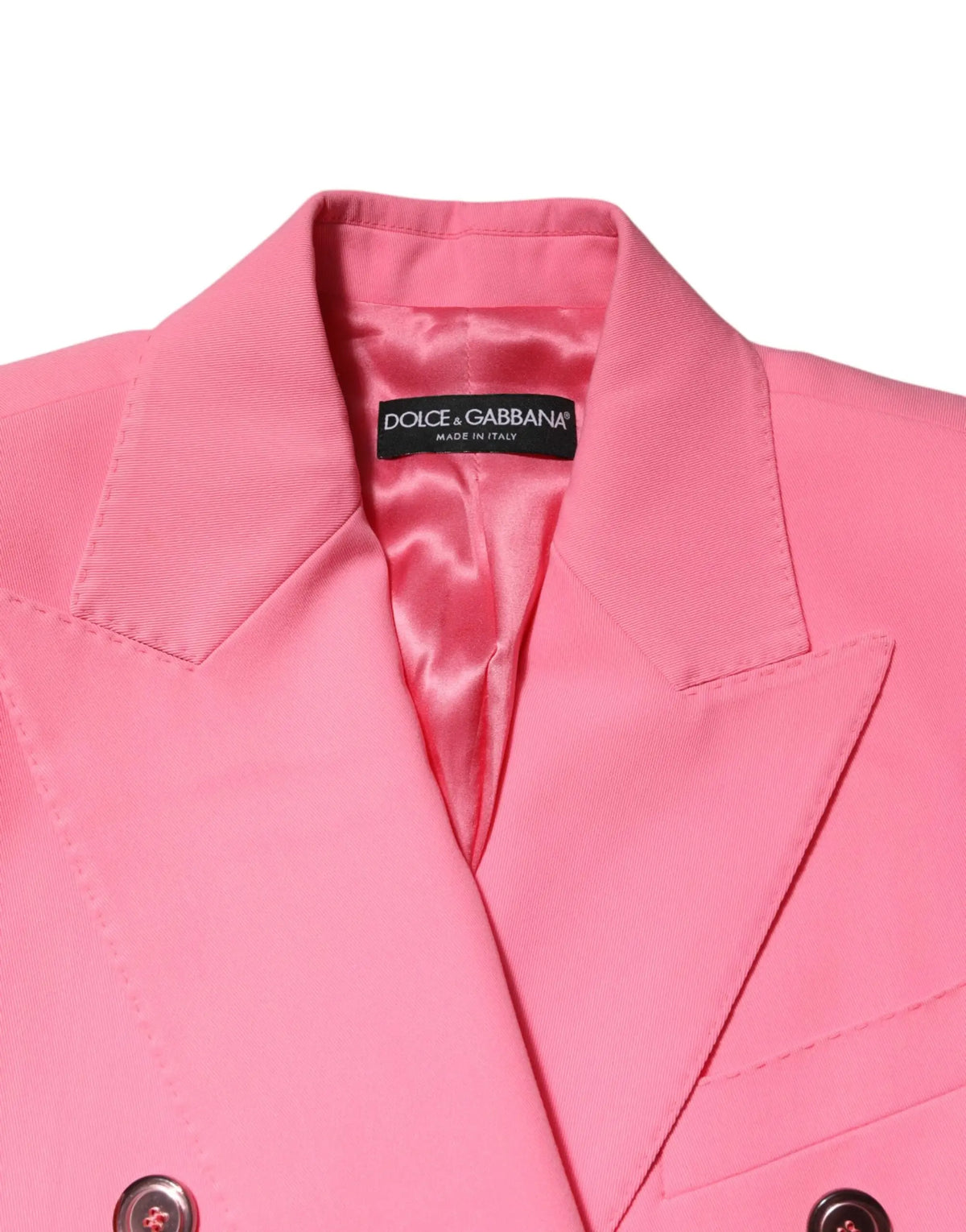 Veste femme dolce gabbana rose vif à double boutonnage avec design ajusté et doublure satinée