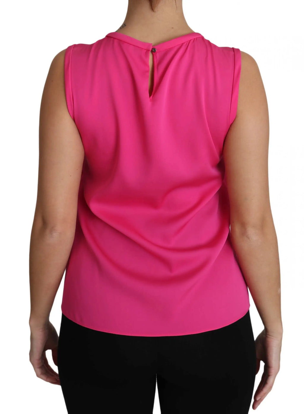Dolce & gabbana pink family silk tank mama blouse top fuchsia sleeveless with flowing fabric and subtle back slit detail