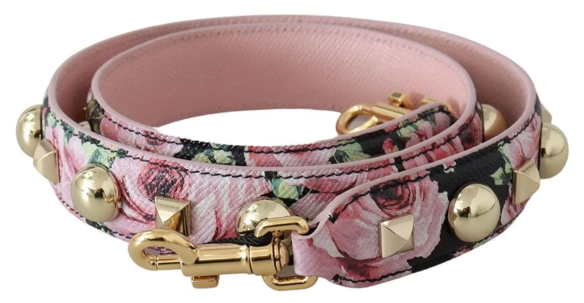 Bracelet de sac à bandoulière dolce & gabbana en cuir rose à motifs floraux avec clous et accessoires dorés