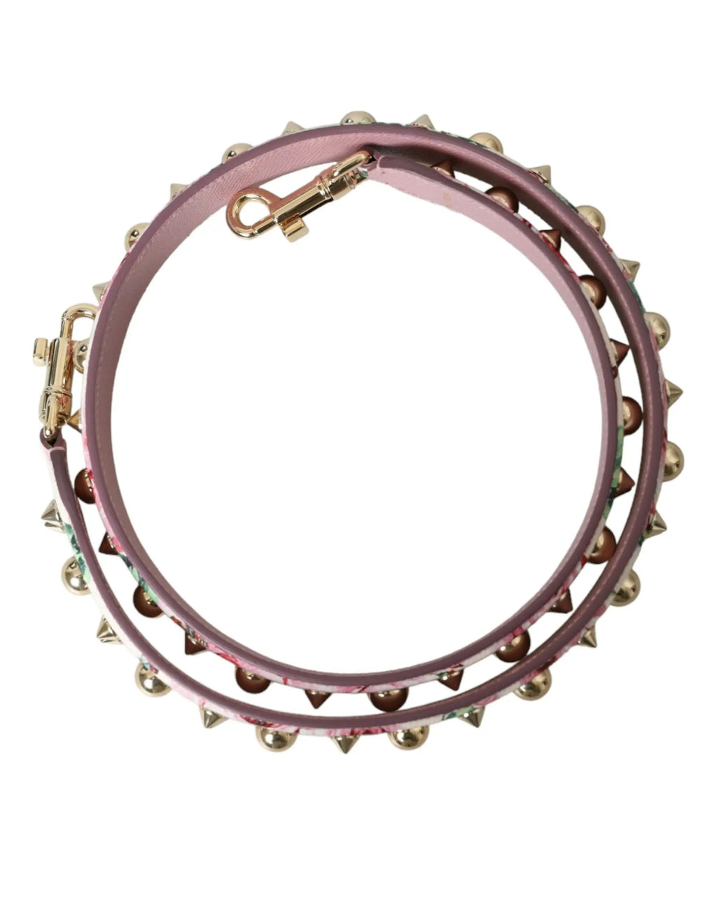 Rose accessoire bandoulière dolce gabbana en cuir avec clous dorés et fermoir métal
