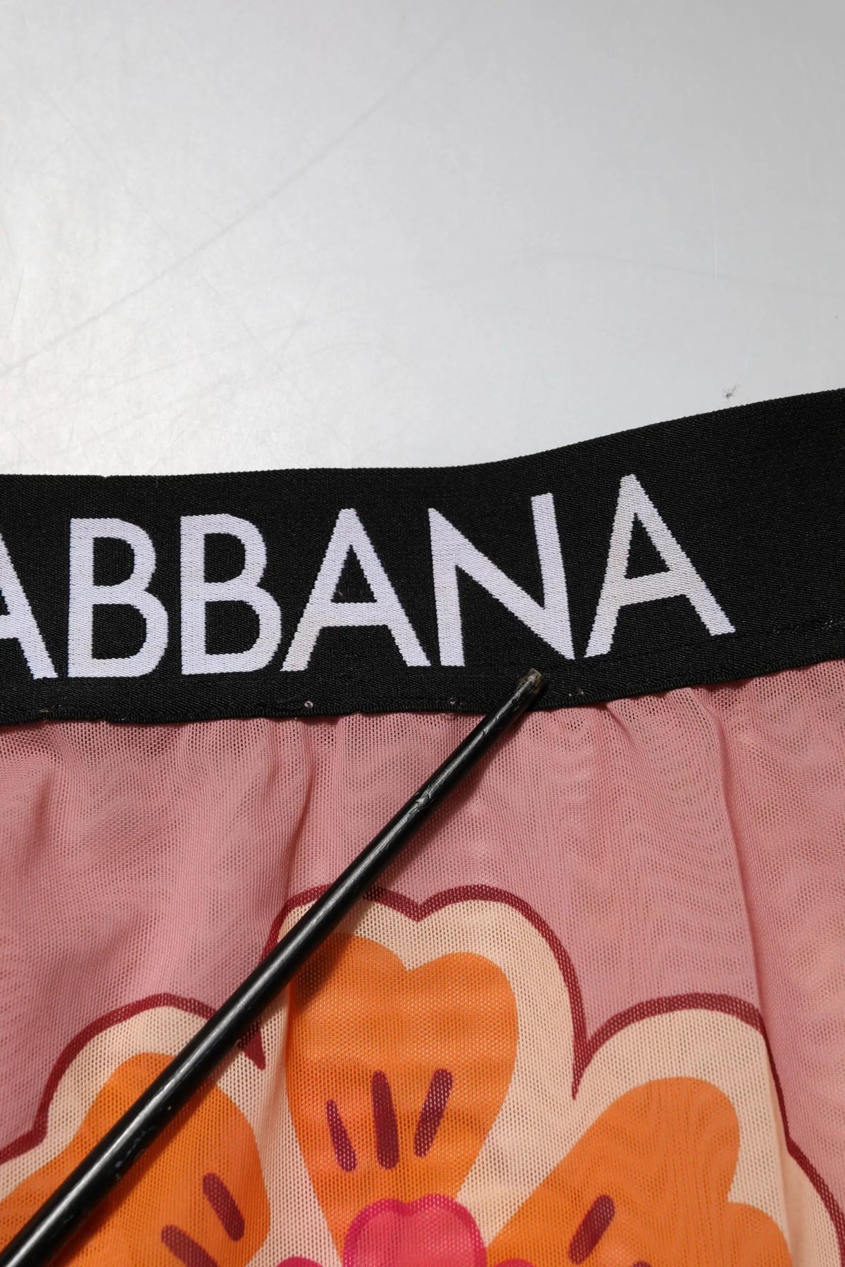 Dolce & gabbana pink floral leggings with stretch fabric and black elastic waistband logo for women