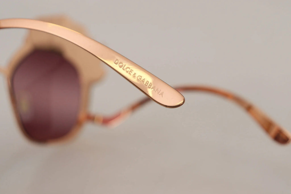 Lunettes de soleil dolce & gabbana dg2202 avec monture rose gold et verres violets foncés au design moderne