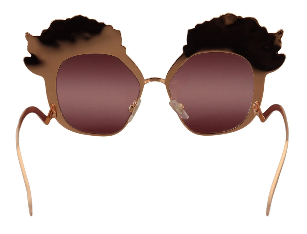 Lunettes de soleil dolce & gabbana dg2202 à monture dorée en forme d oreilles de chat avec verres dégradés marron