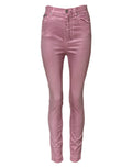 Jean slim taille haute rose dolce & gabbana grace en denim avec finition satinée élégante