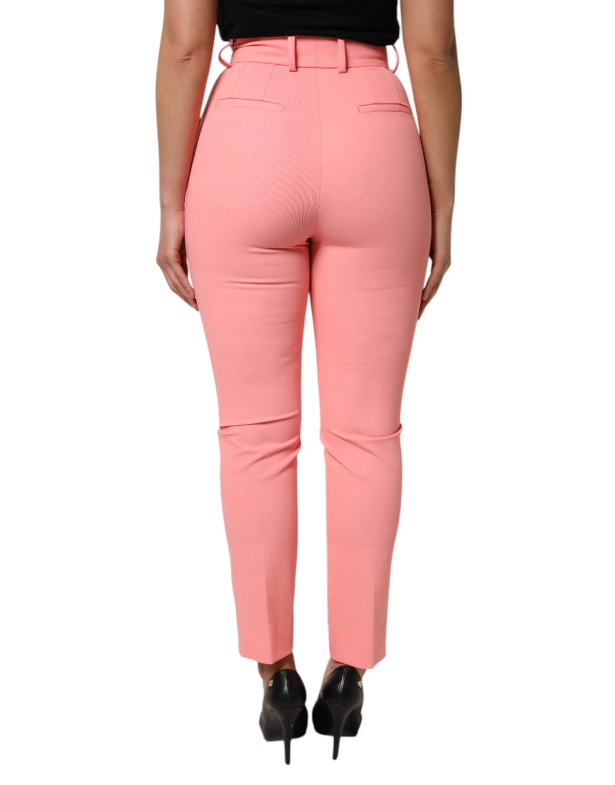 Pantalon tailleur rose dolce gabbana taille haute avec coupe ajustée et plis subtils