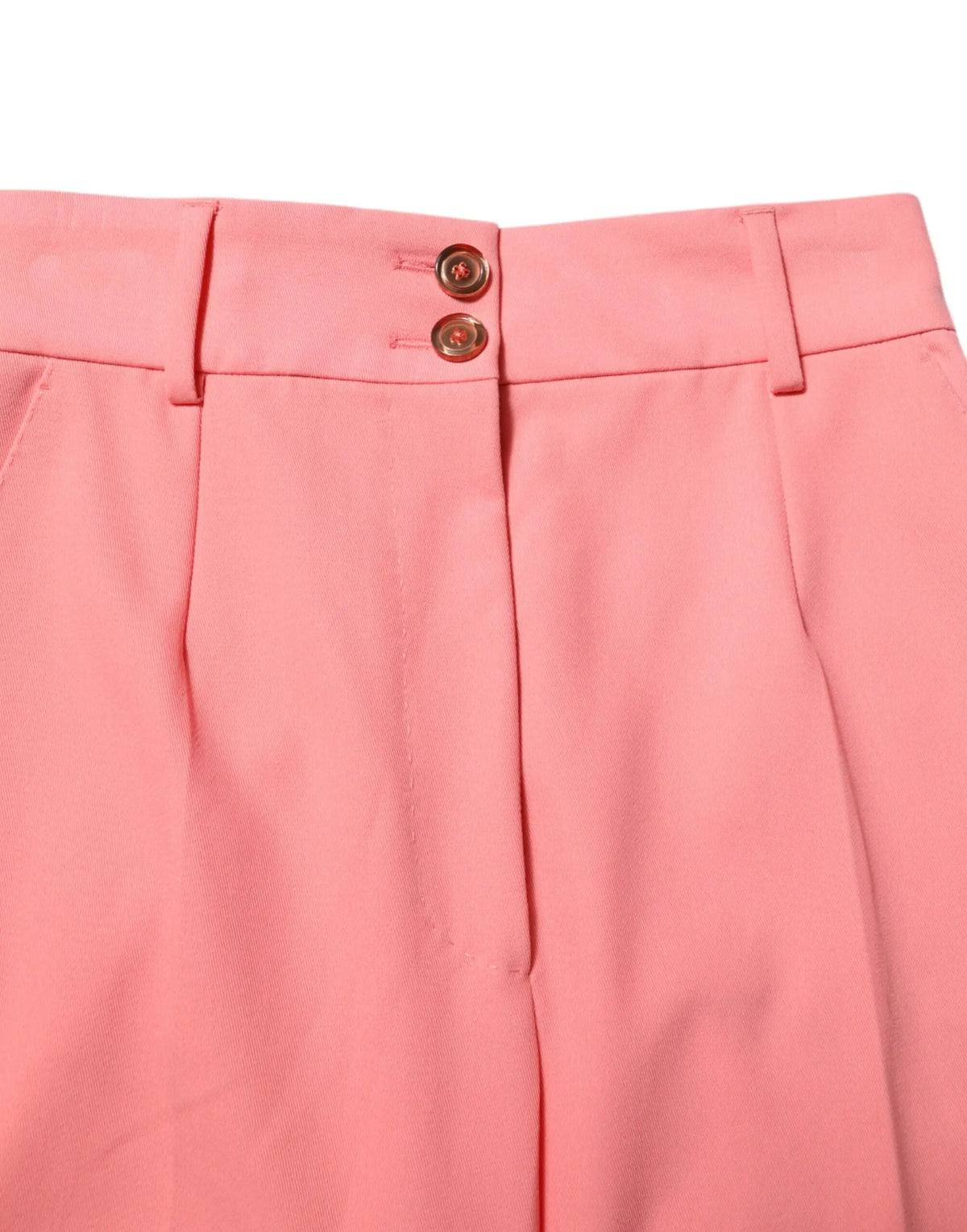 Pantalon habillé fuselé taille haute dolce gabbana rose avec plis et boutons dorés à la taille