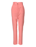 Pantalon habillé ajusté dolce gabbana rose corail taille haute avec deux boutons devant
