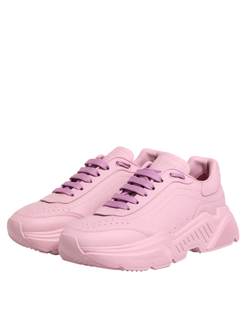 Baskets basses dolce & gabbana daymaster en cuir rose avec lacets assortis et semelle en caoutchouc texturée