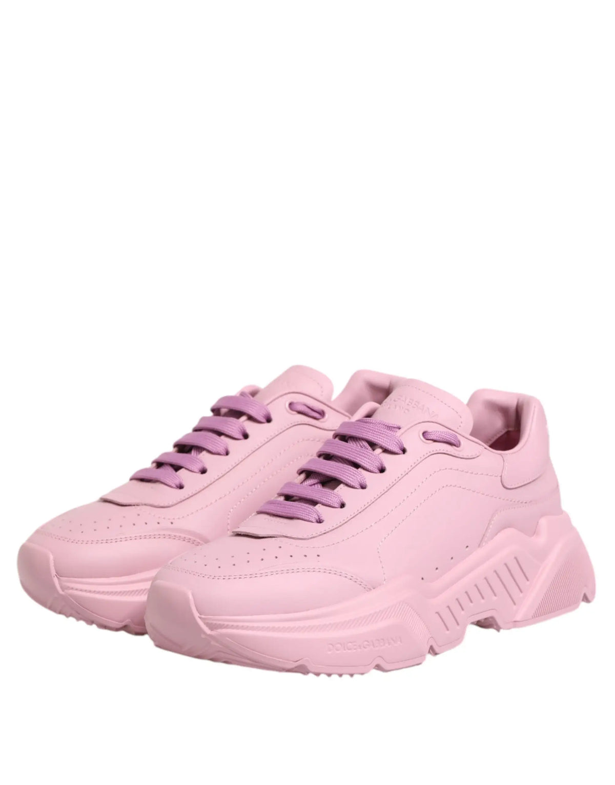 Baskets basses dolce & gabbana daymaster en cuir rose avec lacets assortis et semelle en caoutchouc texturée