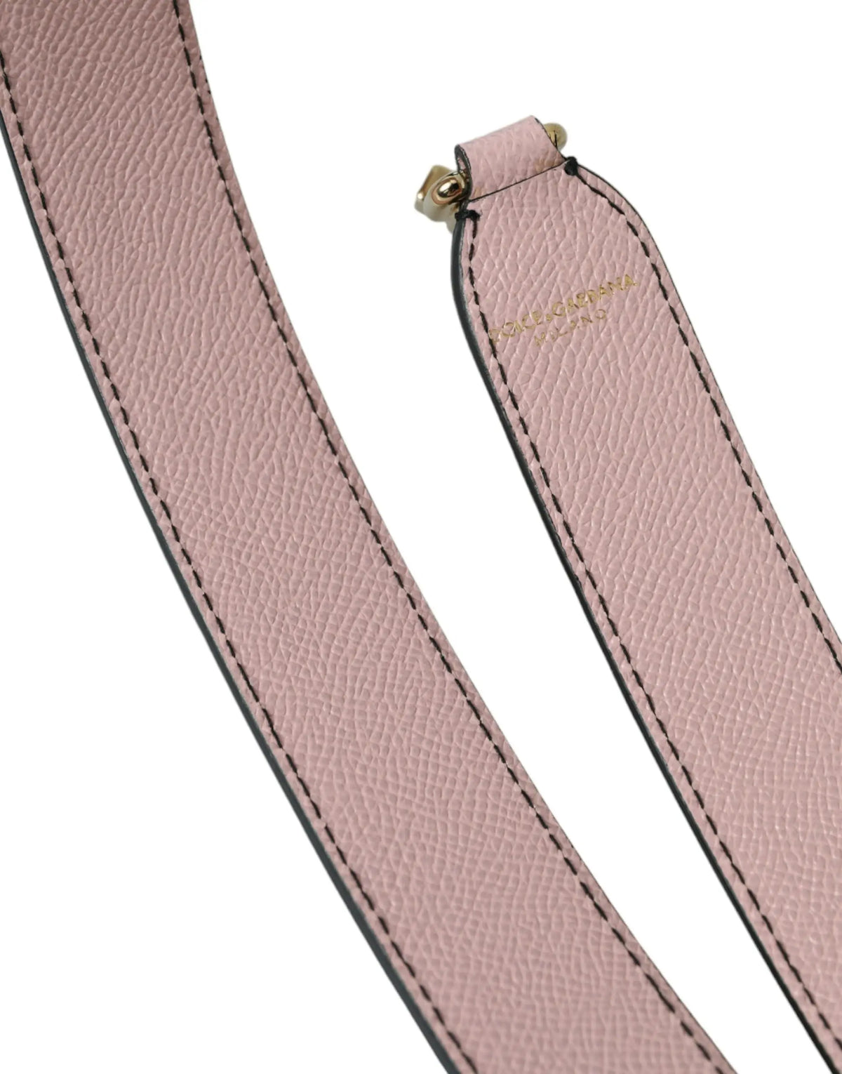 Sangle d’épaule en cuir rose texturé dolce & gabbana avec hardware doré et couture noire
