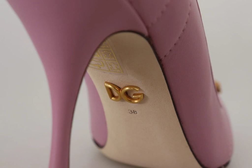 Talons hauts dolce gabbana devotion en cuir rose avec logo dg doré et taille 36 sur la semelle intérieure
