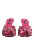 Dolce & gabbana mules en cuir roses motif serpent avec devant noué élégant